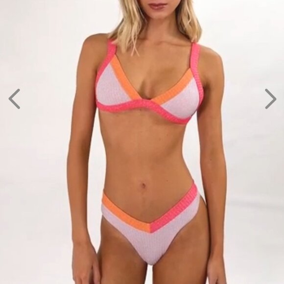 NWT OneOne Swimwear Hamptons Bikini Set Jesse Kameron Small New Shimmer Cheeky - Picture 14 of 16
